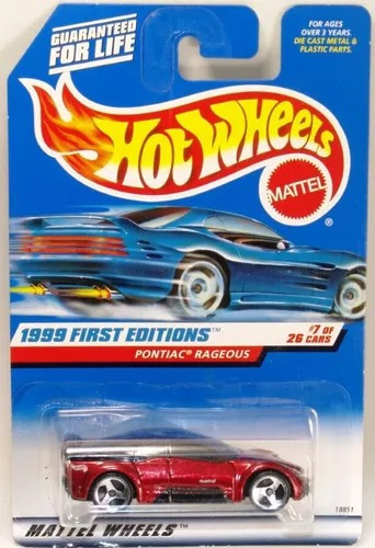 Hot Wheels Diecast Toy Car Pontiac Rageous 1999 Vintage Rojo