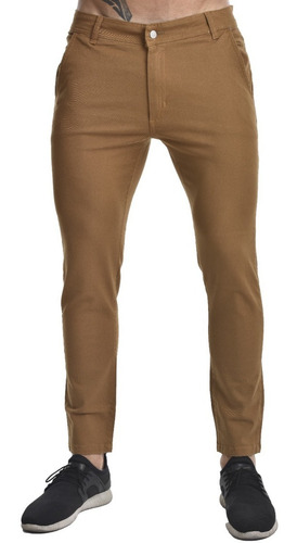 Imagen 1 de 5 de Pantalon Corte Chino Hombre Gabardina Elastizada Cropped