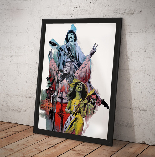 Cuadro Poster Vidrio Black Sabbath Ilustracion Vintage 60x40