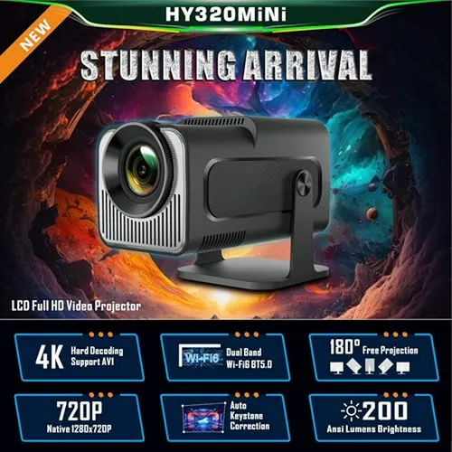 Mini Proyector Hy320 Android 11, 4k Hd, Wifi 6, Auto Keyston