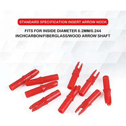 Nock Para Flecha 6.2mm Pack 30u Plastico Rojo