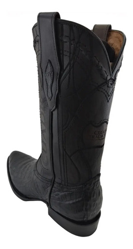 Bota Hombre Cuadra Oval Piel De Cocodrilo Color Negro | Envío gratis