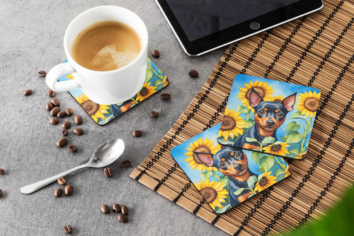 Carolines Treasures Pinscher Miniatura En Girasoles Posavaso