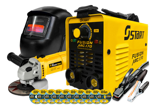 Kit Inversora Solda 170a Bivolt + Esmerilhadeira Acessórios