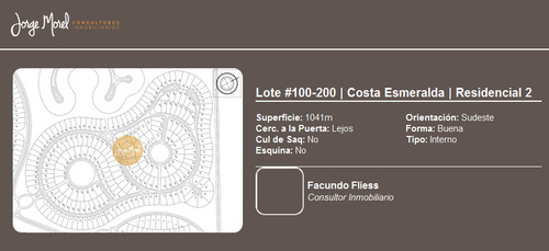 Lote Interno #100-200 - Costa Esmeralda - Residencial 2 - 1041m2 #id 12350