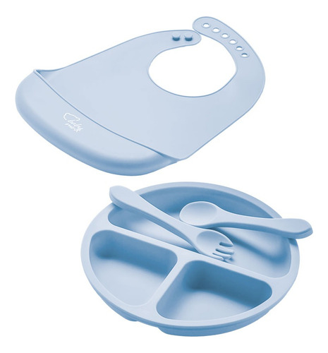 Set De Alimentación Mi Primer Comida Baby Mink 4 Pz Color Azul