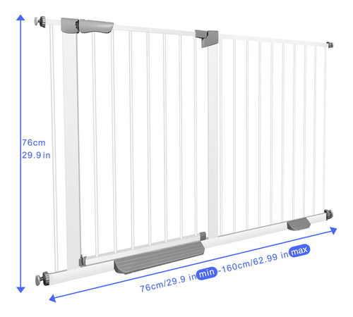 Puerta de seguridad bebes Jeeleko 4009 para interior expandible reja color blanco 153cm-160cm