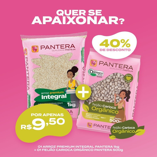 Imagem 2 de 3 de Combo Arroz Integral + Feijão Orgânico Pantera Alimentos