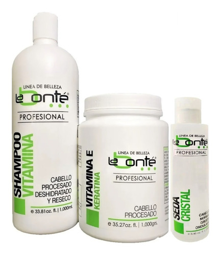 Shampoo Vitamina 1lt + Vitamina E Keratina 1lt + Seda 240ml