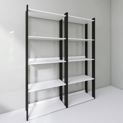 Kit 2 Estantes Madeira Estilo Industrial Para Sala Quarto Cor Branco