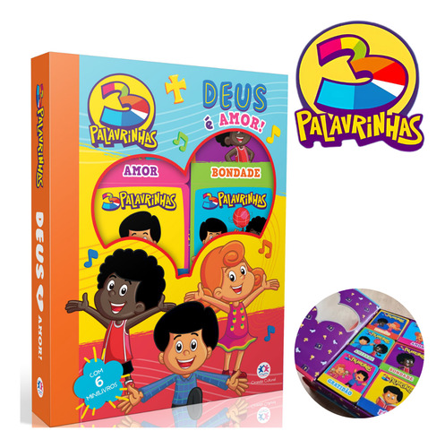 Box 6 Mini Livros Infantil Religiosos 3 Palavrinhas Deus É Amor