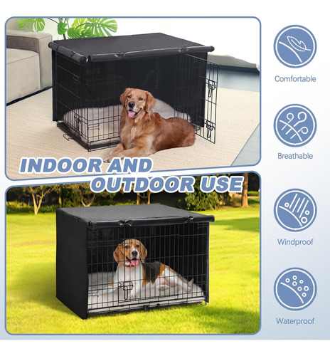 Funda Para Jaula De Perro - Funda Impermeable De Doble Pu...