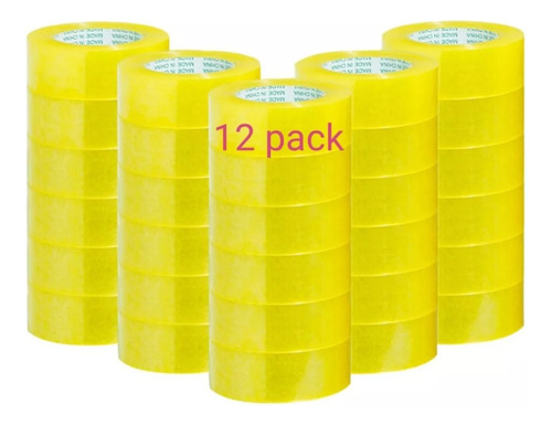 Pack X 12 Cinta De Embalaje Transparente 4.5cm X 300m Grueso