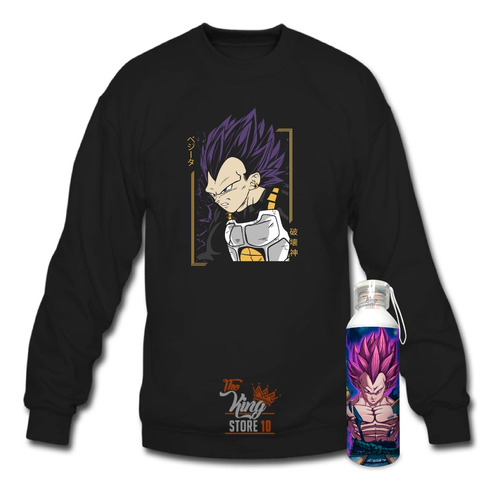 Poleron Polo + Botella, Ultra Ego Vegeta, Dragon Ball, Anime, Xxl Thekingstore10