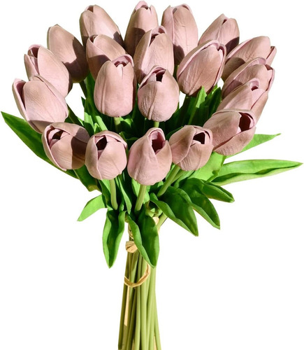 20 Flores Tulipanes Artificiales Mandys - Marron.