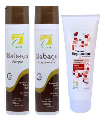 Kit Shampoo Condicionador Nutriflora Babaçu Creme Reparador