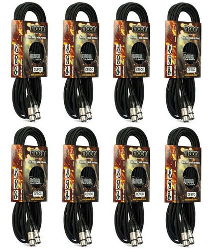 8 Cables Micrófono Fichas Canon Xlr3 Macho A Hembra X 9 Mts.