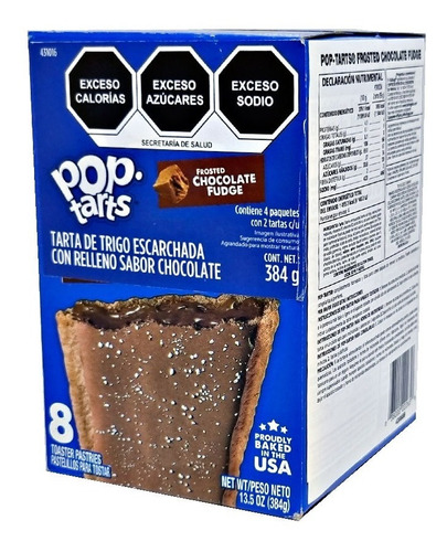Kellogg's | Pop Tarts Chocolate | Tarta De Trigo Escarchada Con Relleno Sabor A Chocolate | 1 Caja De 4 Paquetes Con 2 Tartas C/u | 384 Gr