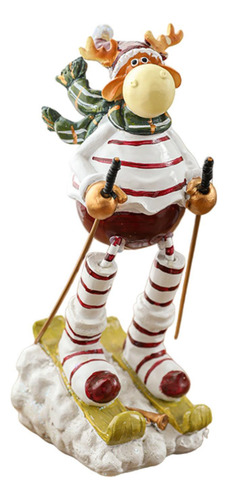 Figura De Reno Esquiador De Navidad, Adorno De Ciervo,