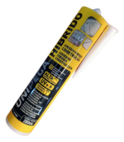 Pegamento Adhesivo Unipega Hibrido Construccion Negro 280ml