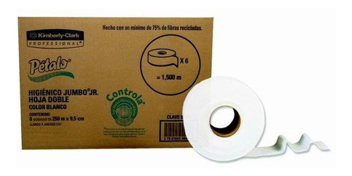 Papel Higienico Bobina Petalo Hoja Doble 250m 6 Rollos