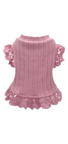 Roupinha Pet Blusa Malha Canelada Com Babados Roupa Cachorro