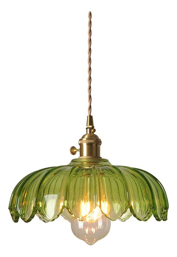 Lámpara Colgante Industrial Vintage De Cristal Verde