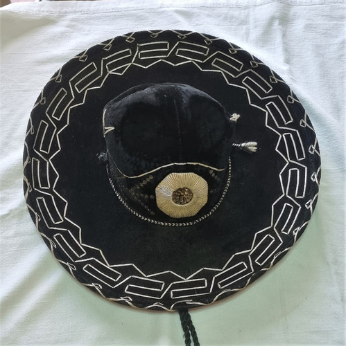 Antiguo Sombrero De Mariachi Terciopelo Bordado 47 Cm. M