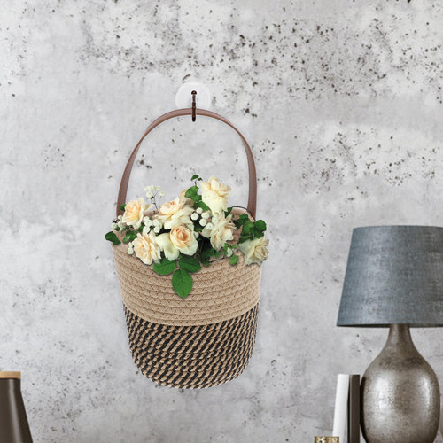 Cesta Colgante De Pared Tejida Con Cuerda De Algodón, Con He