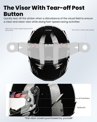 Casco Ilm Snell Sa2020 Completo De Fibra De Vidrio Para Adul