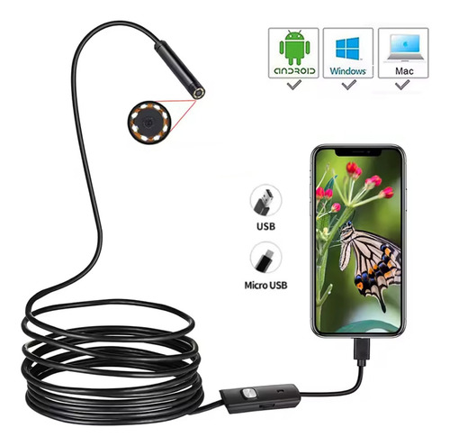 Camara Endoscopio Boroscopio Inspeccion Micro Usb Celular Pc 5m Veoquiero C