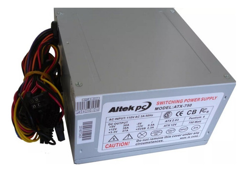 Fuente De Poder Altek De 750w 38a Ventilador 120mm Para Pc