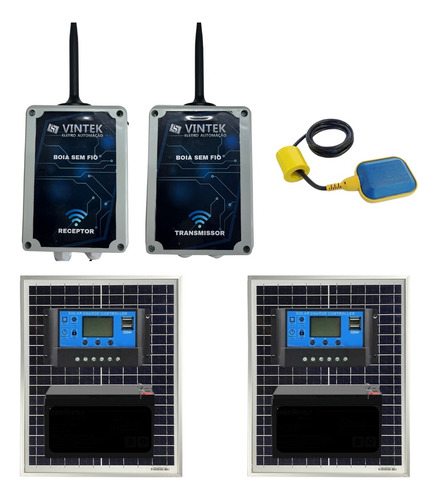 Chave Boia Sem Fio 2 Km + 2 Kit Solar + C/ Bateria 12v 7ah