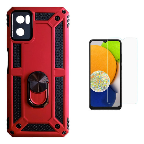 Mica + Funda Rudo Con Anillo Para Moto E22 / E22i