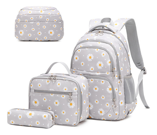 Kit De Mochila Escolar Impermeable, Mochila Con Flores