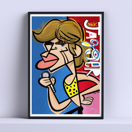 Cuadro Mick Jagger Caricatura Deco 30x40cm Listo P Colgar