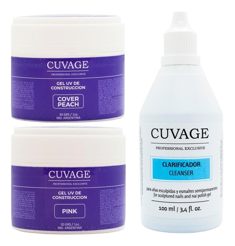 Cuvage X2 Gel Uv Construcción + Clarificador Uñas Esculpidas