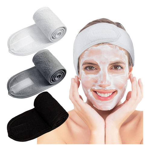 3 Banda Elástica Cuidado Facial Velcro Skin Care Maquillaje