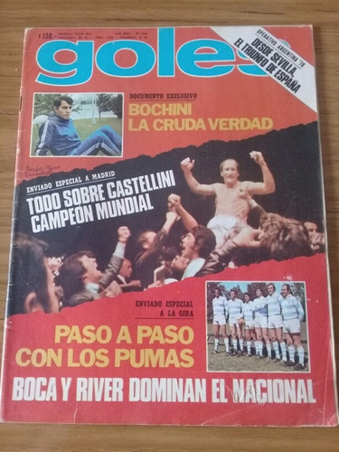 Revista Goles 1447 (1976) Castellini Campeón Mundial Bochini