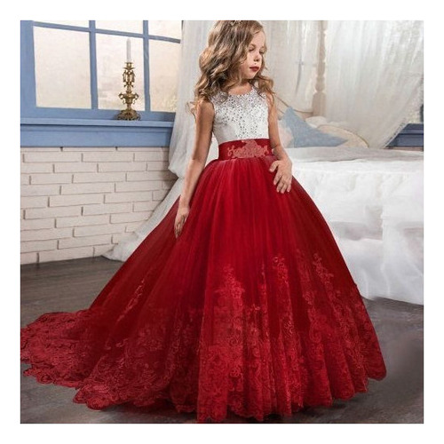 Vestido De Novia De Niña Vestido De Princesa De Color Rojo