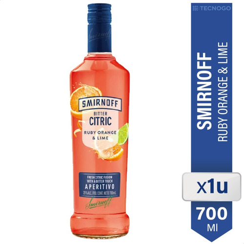 Vodka Smirnoff Bitter Citric Ruby Orange & Lime