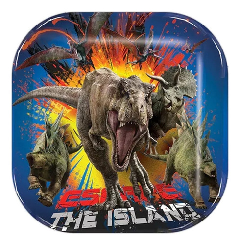 12 Platos Grandes Cuadrados Jurassic World - Jurassic77world