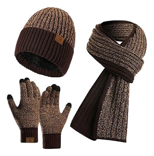 Gorro Invierno For Hombre, Guantes, Bufanda Larga, Conjunto