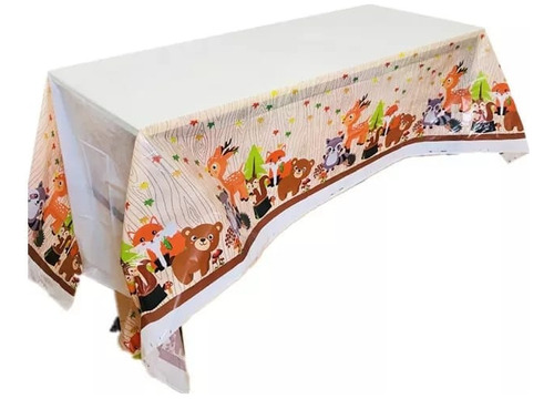 Mantel Decorativo Para Fiesta Diferentes Diseños 180x108cm Color Variado Animales Del Bosque