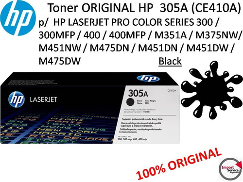 Toner Original Hp 305a (ce410a) P/  Hp Laserjet    Black