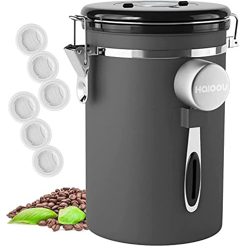 Airtight Coffee Canister, 22oz Large Stainless Steel Co...