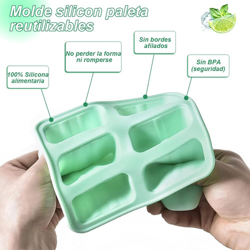 Moldes For Paletas, Moldes Reutilizables For Helado De 6