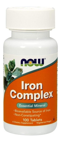 Iron Complex 100tabletas, Complejo De Hierro, Now,