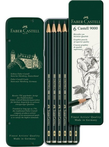 Lápices Graduados Faber Castell 9000 Grafitos X6