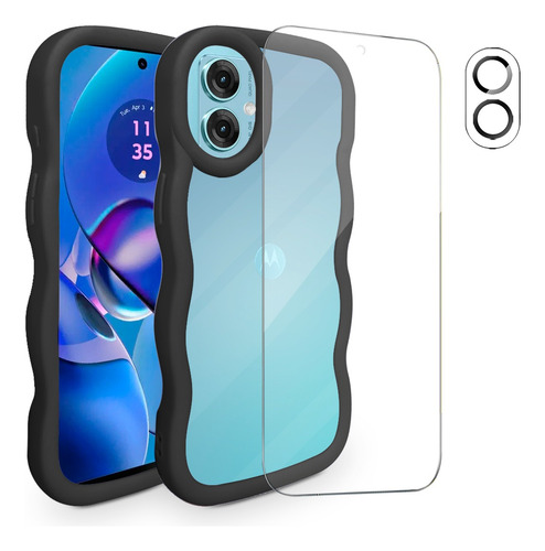Kit Funda Para Motorola Moto Silicona Suave Con Efecto Espejo Uso Rudo + Mica Protector De Pantalla 9h Transparente + Mica De Cámara
